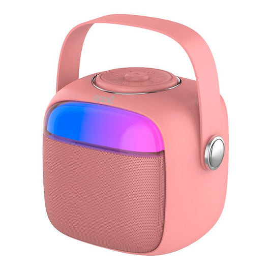 Enceinte Bluetooth universelle 6 W, mini karaoké + 1 microphone, rose