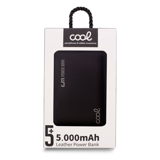 Banco de energia de bateria externa 5000 mAh COOL Couro Preto