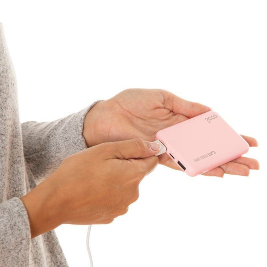 Banco de energia de bateria externa 5000 mAh COOL Couro Rosa