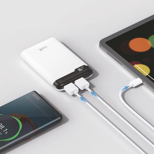 Banco de energia de bateria externa 5000 mAh Display COOL 10W Branco