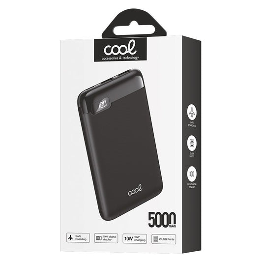 Banco de energia de bateria externa 5000 mAh Display COOL 10W Preto