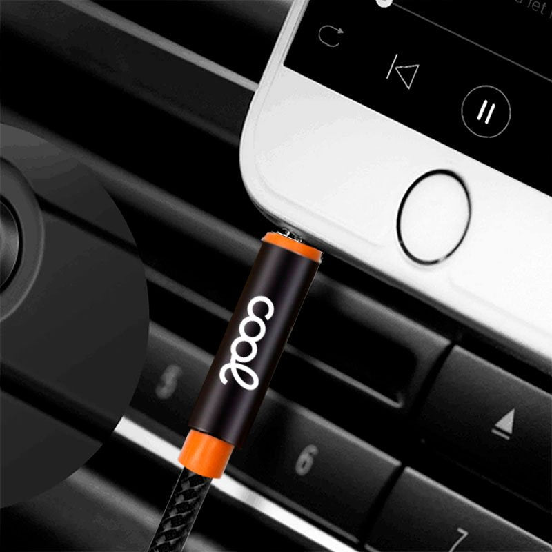 Cabo de áudio de 3,5 mm para conector de 3,5 mm COOL Audio-Audio Nylon preto (1 m)