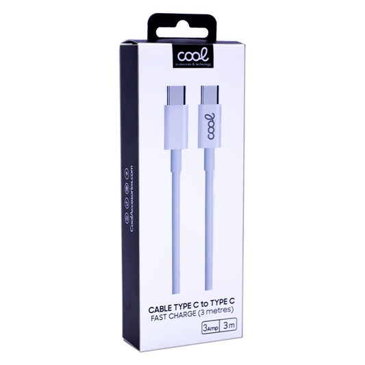 Câble USB universel compatible COOL TYPE-C vers TYPE-C (3 mètres) Blanc 3 A
