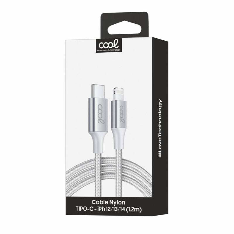 Cabo USB universal tipo C para Lightning em nylon COOL (1,2 metros)