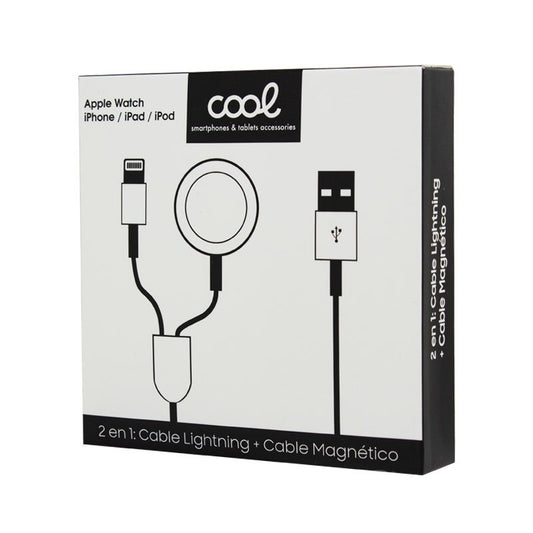 Cabo USB magnético COOL para Apple Watch + Cabo Lightning para iPhone/iPad (2 em 1)