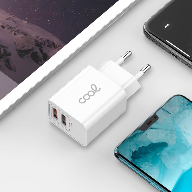 Carregador de rede para iPhone COOL 2 x USB + cabo Lightning 1,2 m (2,4 A)