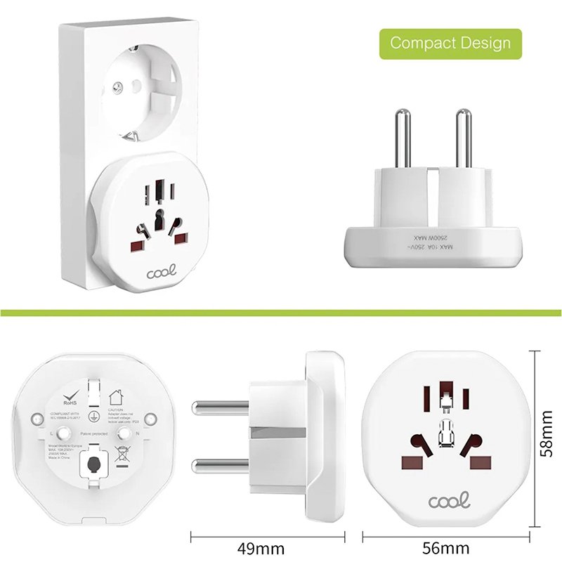 Adaptador internacional de carregador universal (do mundo para a Europa) COOL