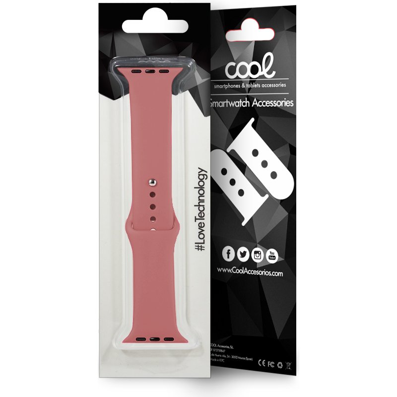 Pulseira Cool para Apple Watch Series 1 / 2 / 3 / 4 / 5 / 6 / 7 / 8 / 9 / SE (38 / 40 / 41 mm) Borracha Rosa