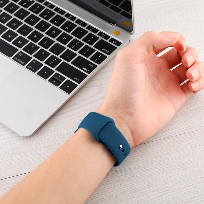Pulseira COOL para Apple Watch Series 1 / 2 / 3 / 4 / 5 / 6 / 7 / 8 / 9 / SE (42 / 44 / 45 mm) Borracha Azul