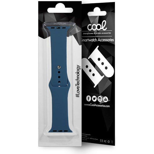 Pulseira COOL para Apple Watch Series 1 / 2 / 3 / 4 / 5 / 6 / 7 / 8 / 9 / SE (42 / 44 / 45 mm) Borracha Azul
