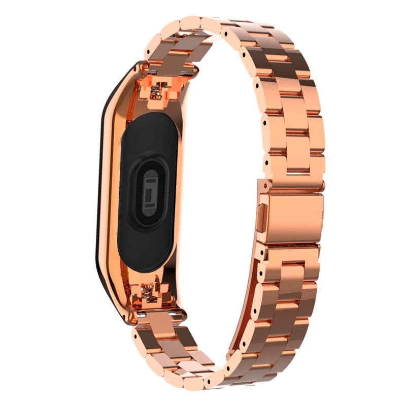 Cool Pulseira para Xiaomi Mi Band 5 / 6 / 7 / Amazfit Band 5 Aço Ouro Rosa