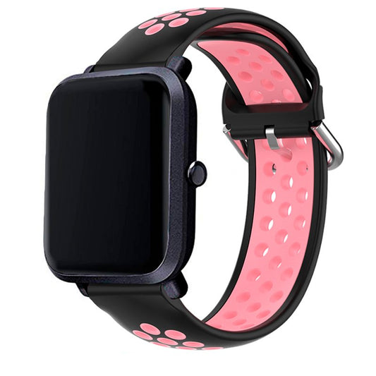 Pulseira Universal 20mm Amazfit Bip / GTS / Bip Lite / Huawei / Samsung / COOL Borracha Preta-Rosa