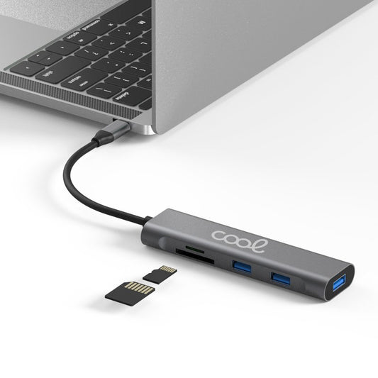 Hub Universal Tipo C 5 em 1 COOL (3 x USB 3.0 + SD + Micro SD)