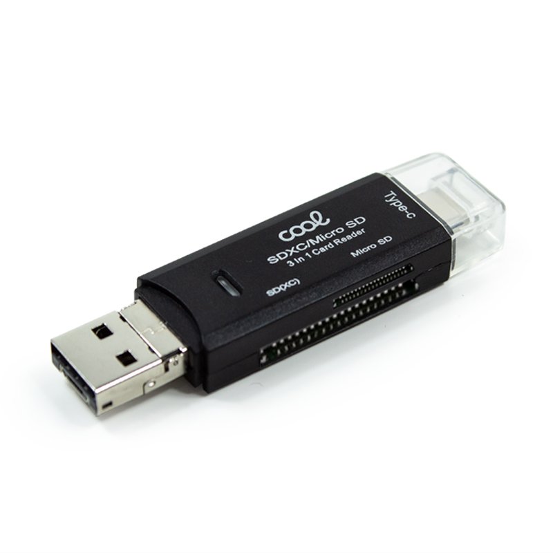 Leitor de cartões de memória universal 3 em 1 COOL (Tipo C/Micro-USB/USB)
