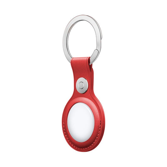 Porte-clés de protection COOL compatible avec AirTag en similicuir rouge