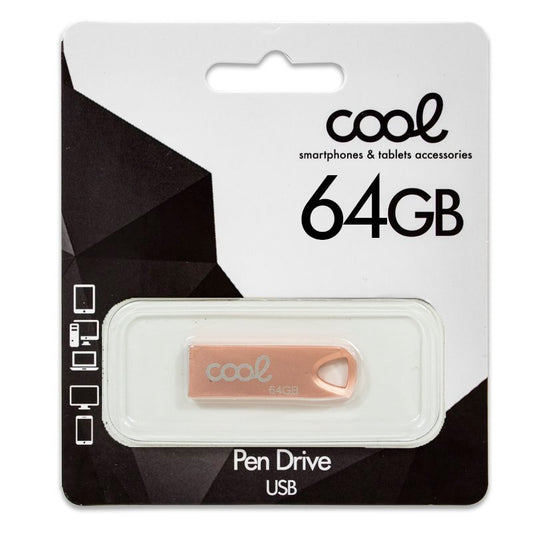 Pen Drive USB x64 GB 2.0 COOL Metal KEY Rosa Dourado
