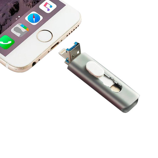 Pen Drive USB x64 GB COOL (3 em 1) Lightning / Tipo C / USB Cinzento