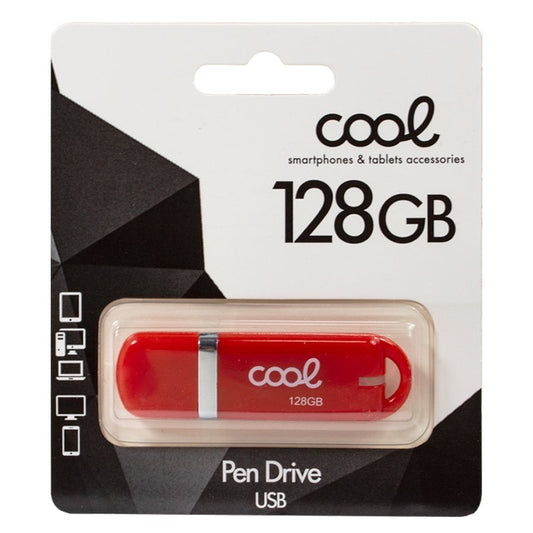 Pen Drive x USB 128 GB 2.0 COOL Capa Vermelha