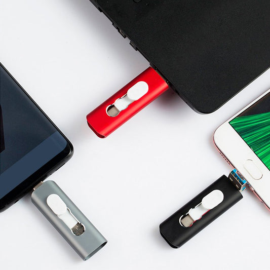 Pen Drive x USB 128 GB COOL (3 em 1) Lightning / Tipo-C / USB Cinzento