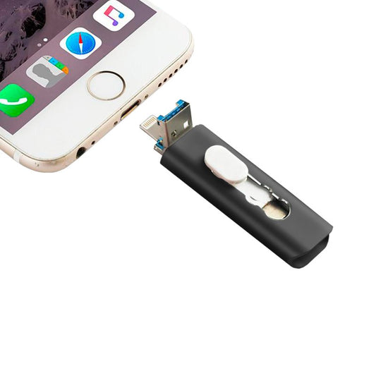 Pen Drive x USB 128 GB COOL (3 em 1) Lightning / Tipo-C / USB Preto