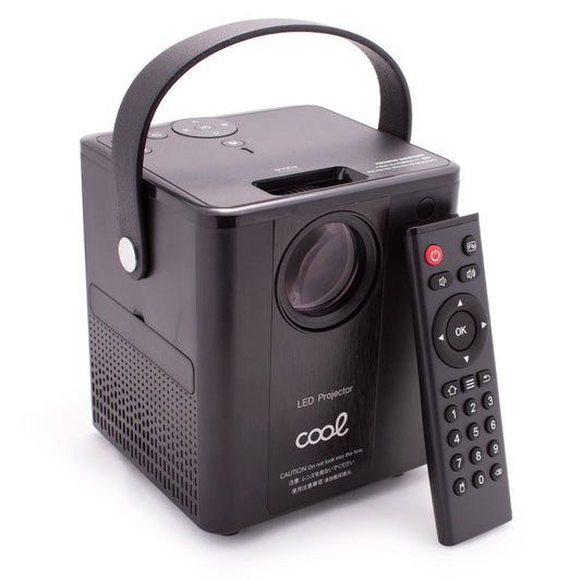Projetor compacto COOL Rainbow de 3000 lúmens com altifalante integrado + HDMI/SD/USB + espelhamento Wi-Fi (preto)