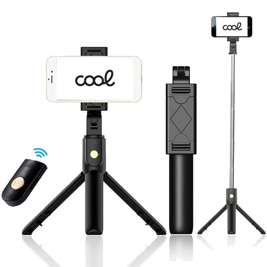 Suporte de tripé extensível universal COOL + comando Bluetooth para selfies