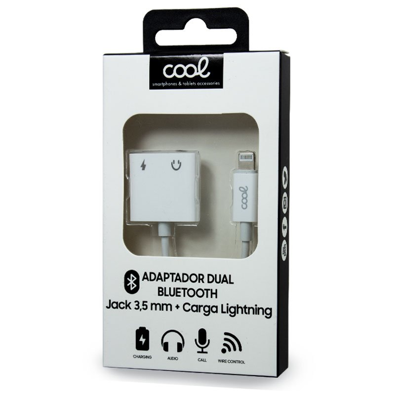 Adaptador Bluetooth duplo com entrada de 3,5 mm + carregamento Lightning COOL