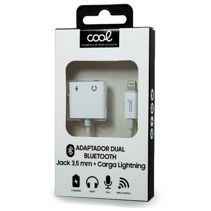 Adaptador Bluetooth duplo com entrada de 3,5 mm + carregamento Lightning COOL