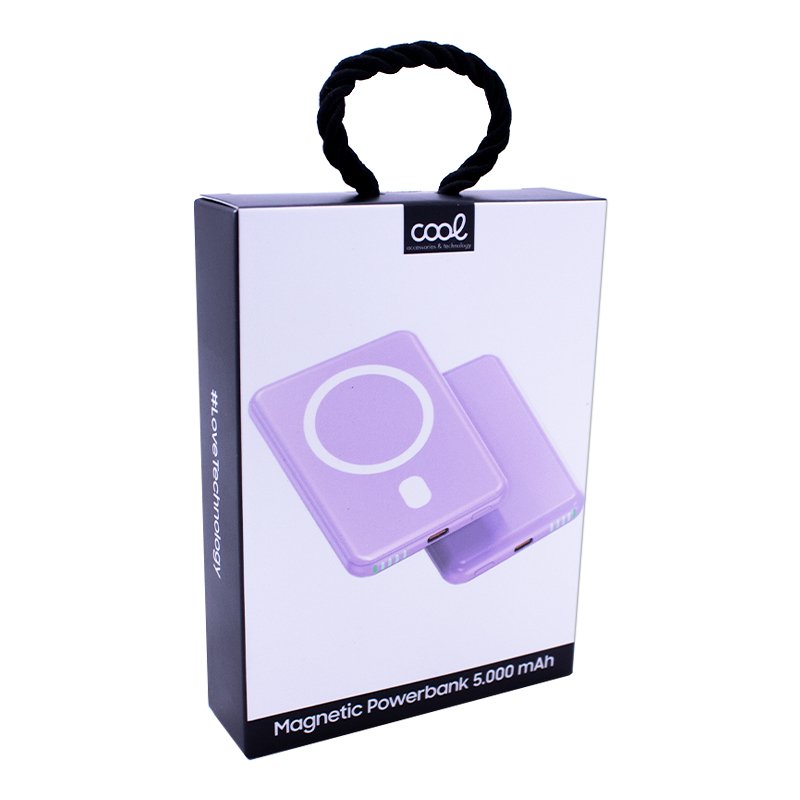 Bateria Externa Universal MAGNÉTICA Power Bank Qi 5000 mAh COOL Violeta