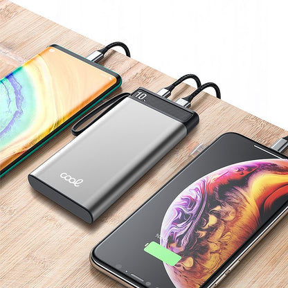 Banco de energia de bateria externa universal 10.000 mAh COOL (3A/20W PD) Prata