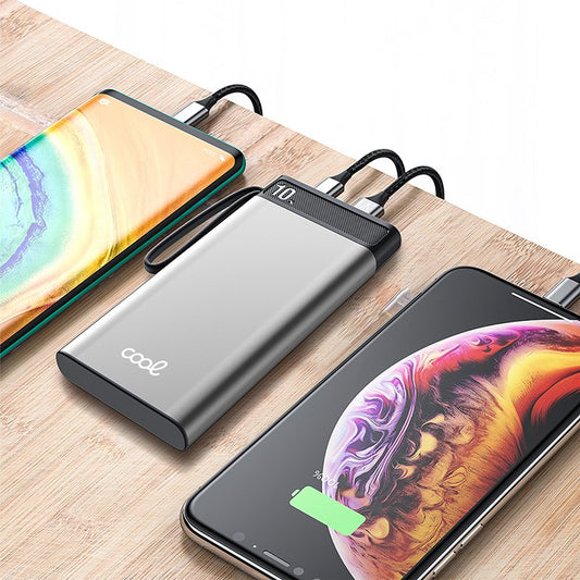Banco de energia de bateria externa universal 10.000 mAh COOL (3A/20W PD) Prata