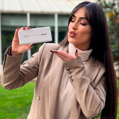 Carregador portátil universal 10.000 mAh PD 22,5 W, bateria externa (2 cabos), branco