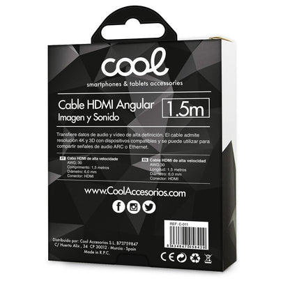 Cabo de áudio e vídeo universal HDMI para HDMI (1,5 metros) Angular Ultra 4K COOL