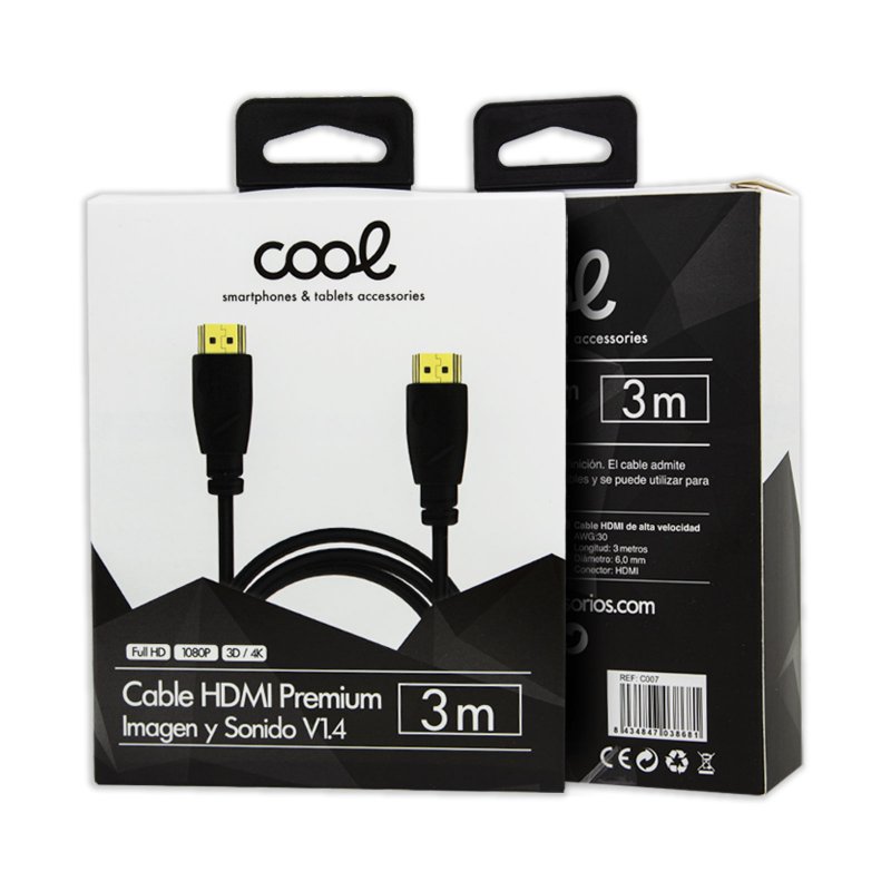 Cabo de áudio e vídeo universal HDMI para HDMI (3 metros) Ultra 4K COOL