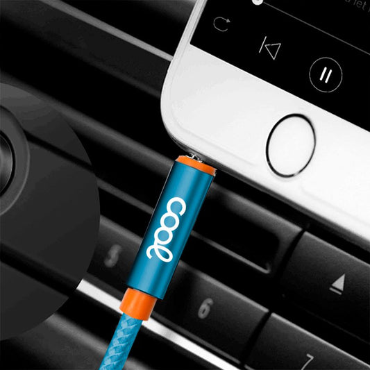 Cabo Jack 3,5 mm para Jack 3,5 mm COOL Audio-Audio Nylon Azul Claro (1m)