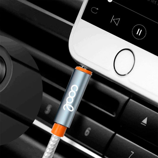 Cabo de áudio de 3,5 mm para conector de 3,5 mm COOL Audio-Audio Nylon prateado (1 m)