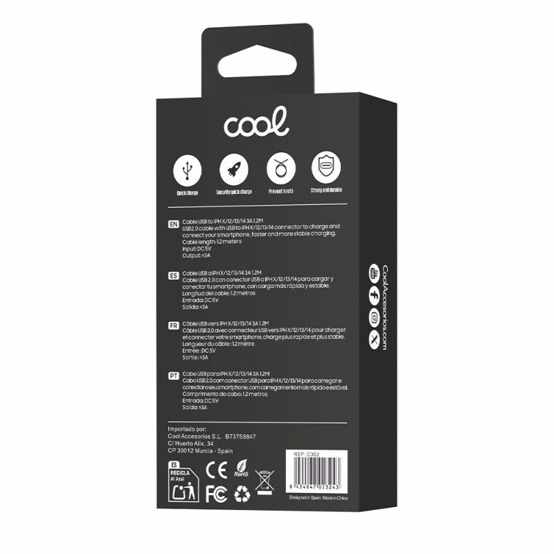 Cabo USB COOL Lightning compatível para iPhone/iPad (1,2 metros) Branco