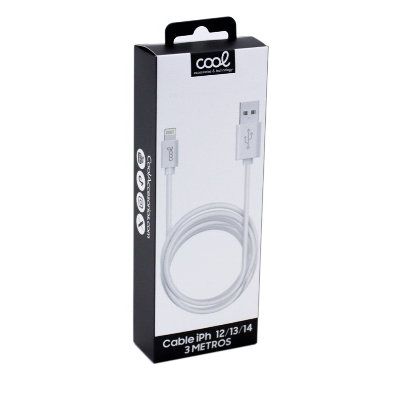 Cabo USB COOL Lightning compatível para iPhone/iPad (3 metros) Branco