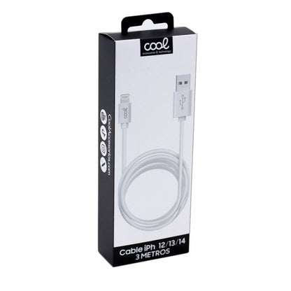 Cabo USB COOL Lightning compatível para iPhone/iPad (3 metros) Branco