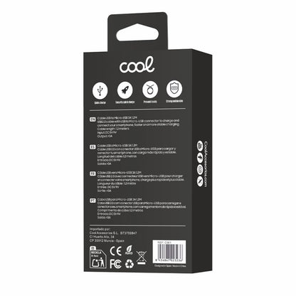 Cabo USB universal compatível COOL (micro-USB) 1,2 metros preto 2,4 amperes