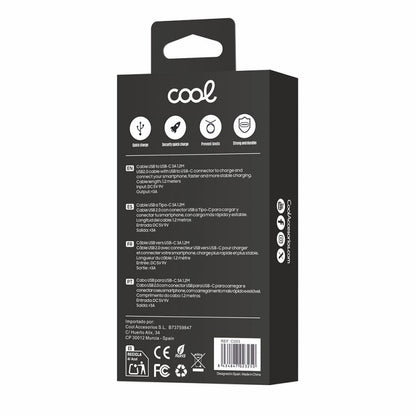 Cabo USB universal compatível COOL TIPO C (1,2 metros) branco 2,4 A
