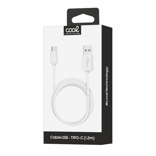Cabo USB universal compatível COOL TIPO C (1,2 metros) branco 2,4 A