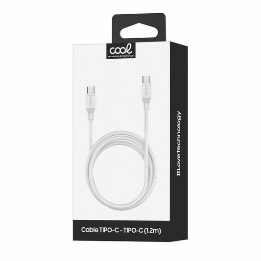 Cabo USB universal compatível COOL TIPO C para TIPO C (1 metro) branco 3 A