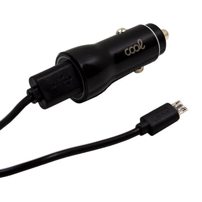 Cabo carregador de isqueiro MicroUSB (2 x USB) COOL 2.4A Kit 2 em 1 Preto