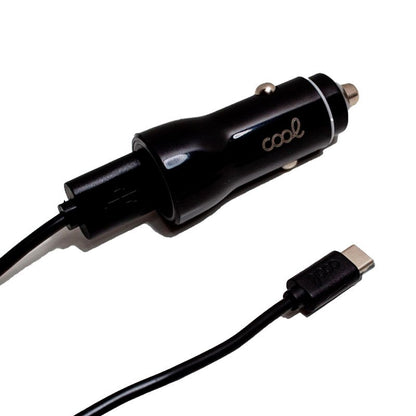 Cabo carregador de isqueiro tipo C (2 x USB) COOL 2.4A Kit 2 em 1 Preto