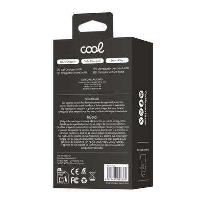Carregador universal para automóvel com entrada USB dupla COOL preto 2,4 amperes
