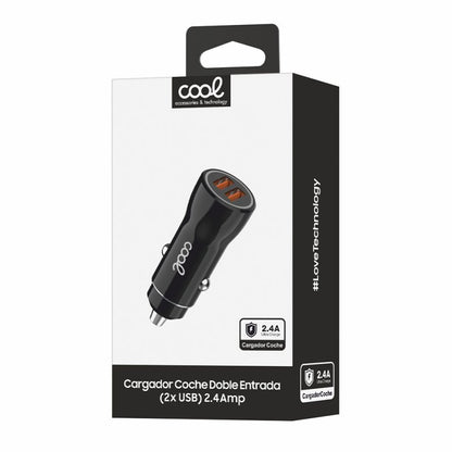 Carregador universal para automóvel com entrada USB dupla COOL preto 2,4 amperes