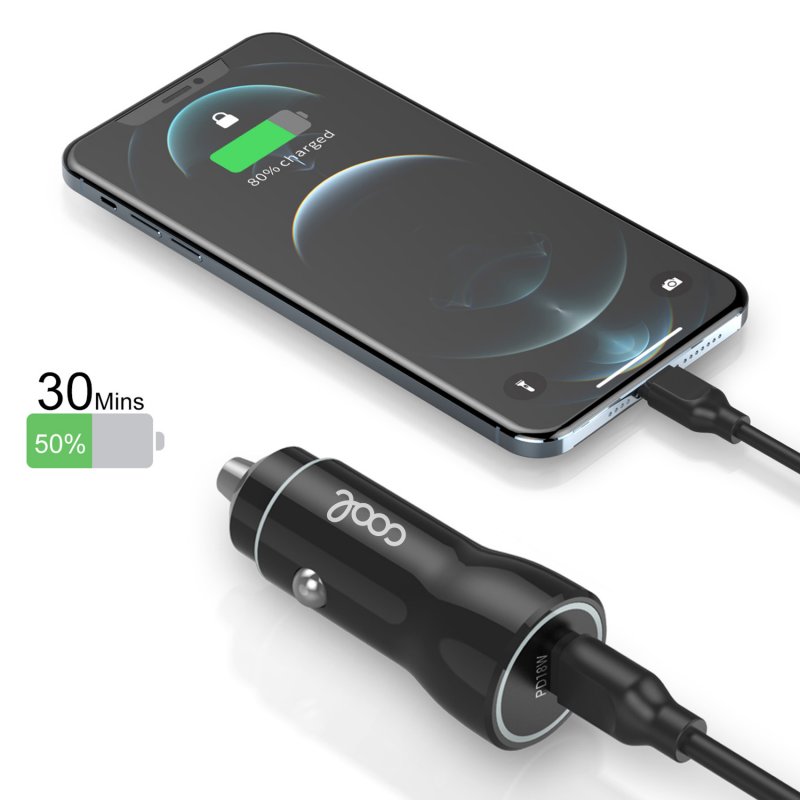 Carregador universal para automóvel tipo C entrada (PD) COOL (18 W) preto