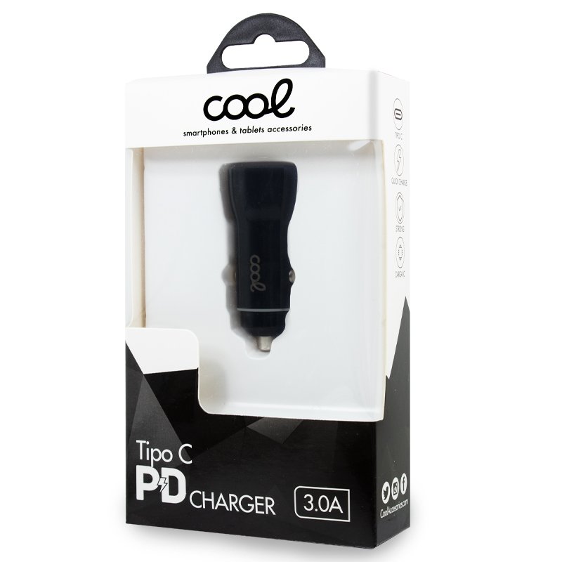 Carregador universal para automóvel tipo C entrada (PD) COOL (18 W) preto