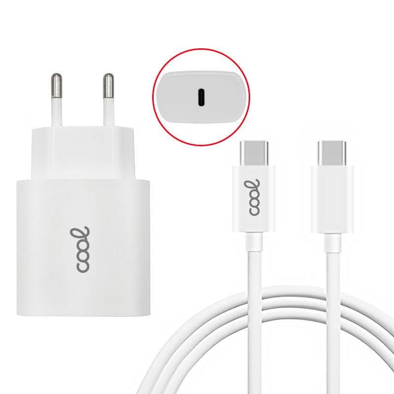 Cargador Red COOL Entrada TIPO-C PD + Cable Tipo C 1,2 metros (20W)